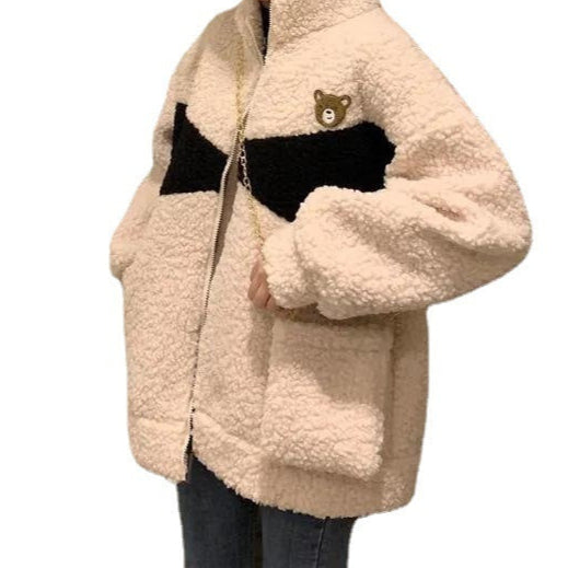 Veste Femme Laine d'Agneau Bicolore
