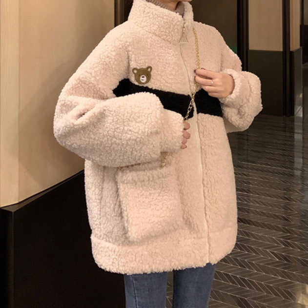 Veste Femme Laine d'Agneau Bicolore