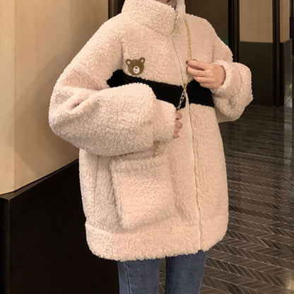 Veste Femme Laine d'Agneau Bicolore