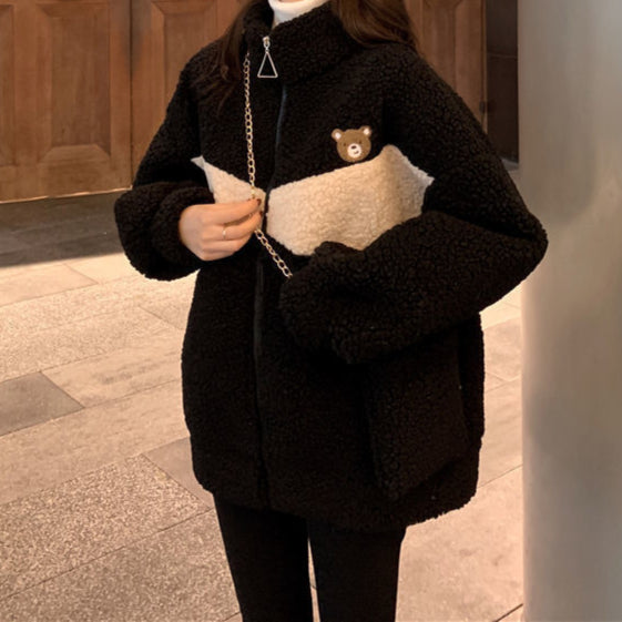 Veste Femme Laine d'Agneau Bicolore