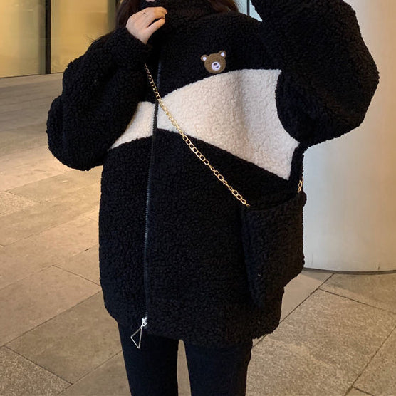 Veste Femme Laine d'Agneau Bicolore