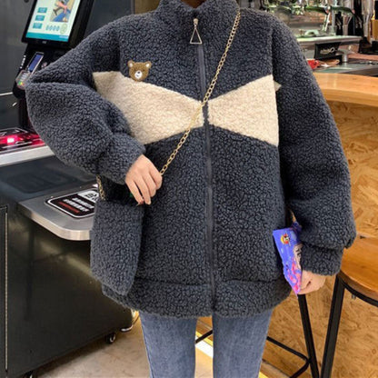 Veste Femme Laine d'Agneau Bicolore
